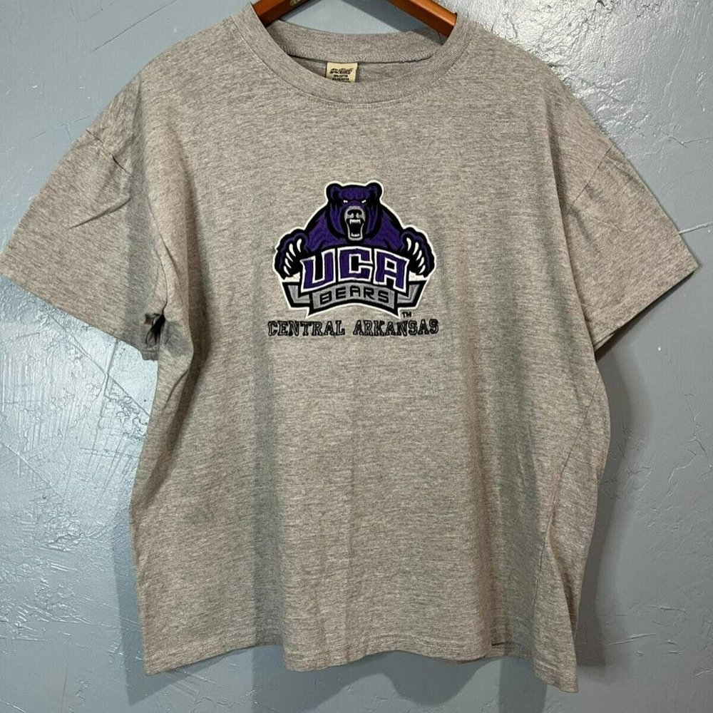 UCA Bears Central Arkansas Embroidered Gray T-Shirt - Men's XL - NCAA Vintage